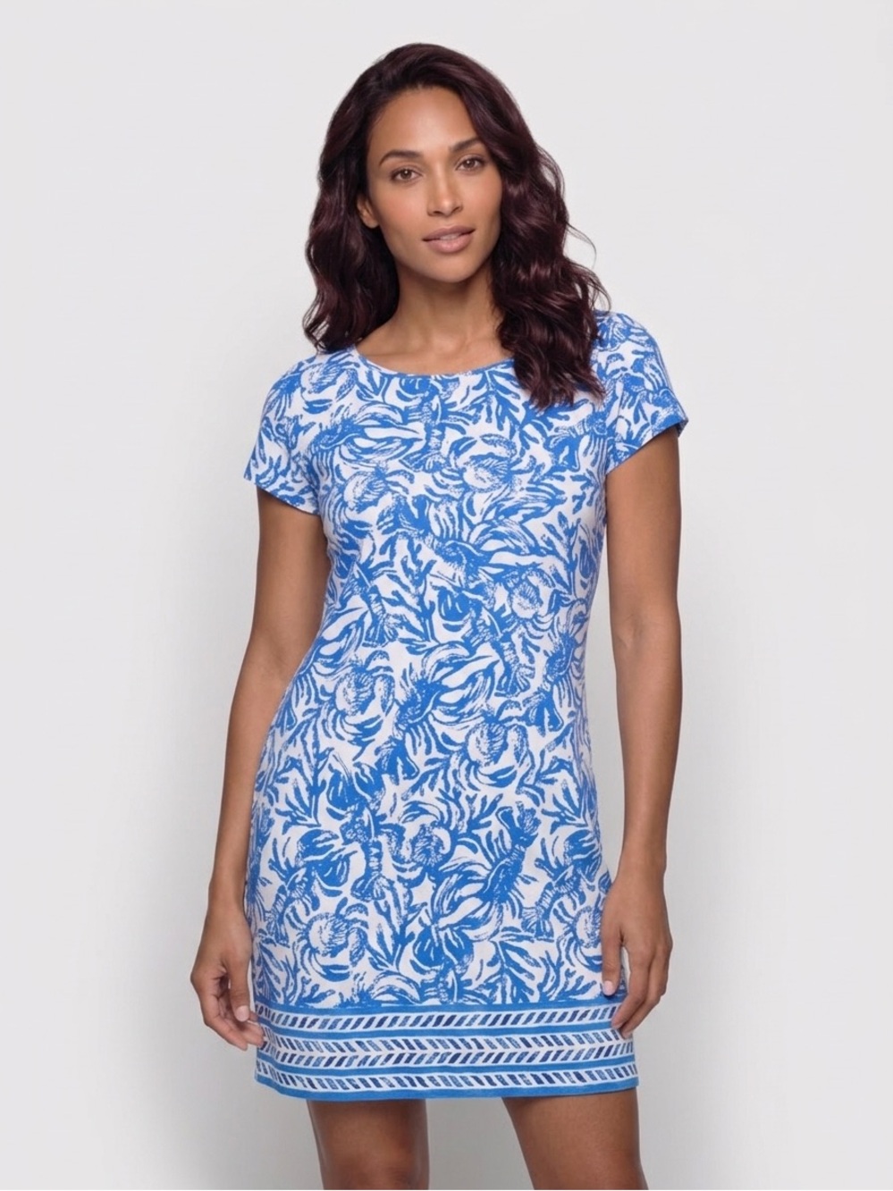 Lilly Pulitzer Blue and White Patterned Mini Dress